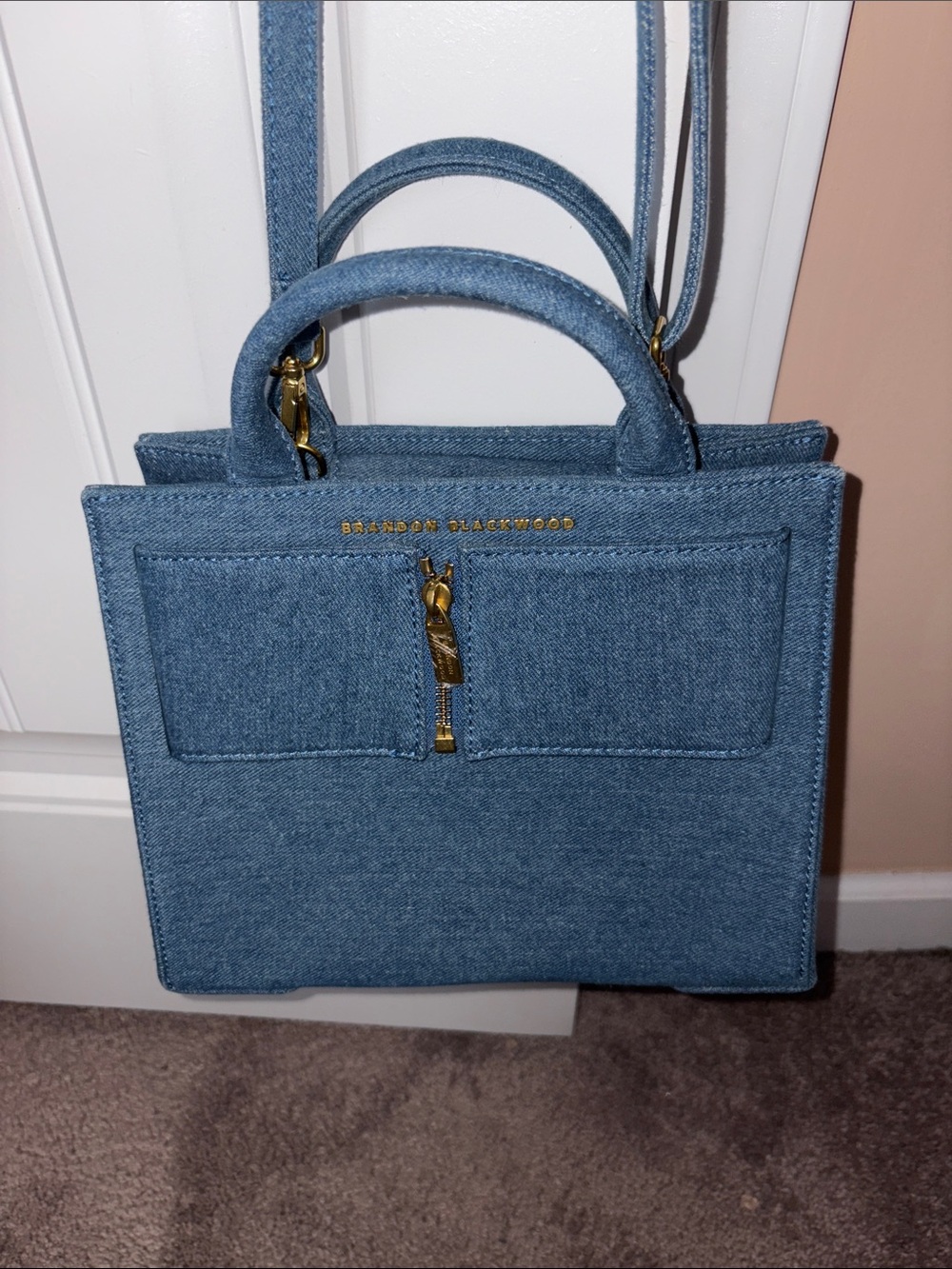 Brandon Blackwood Denim Top-Handle Satchel in Blue